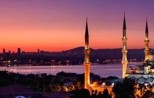 Beautiful temples in Turkey at sunset