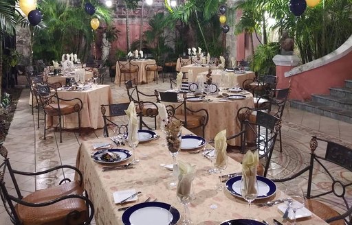 Graycliff restaurant Bahamas dining area night