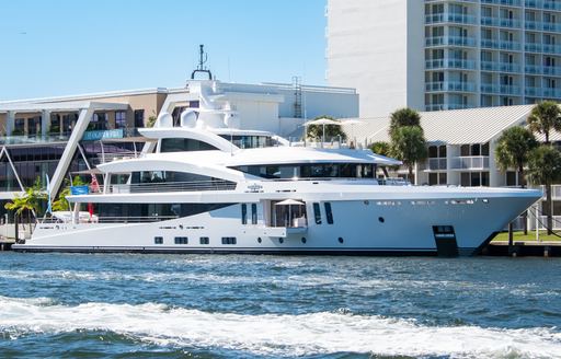 Superyacht charter berthed at FLIBS