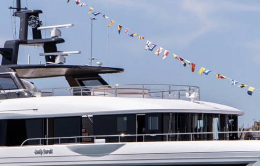 Superyacht LADY SARAH radar mast and upper deck