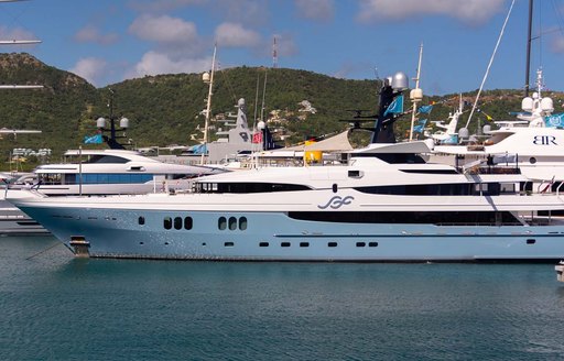 Superyacht charters berthed in Antigua marina