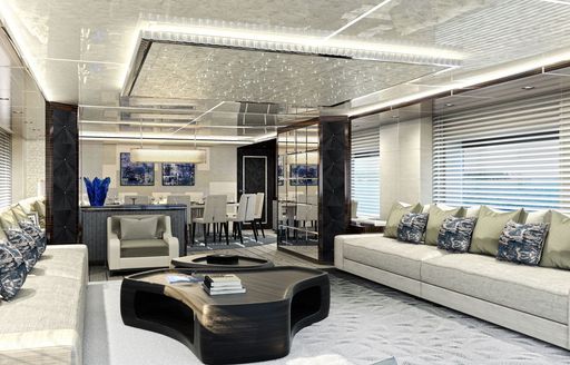 Bright and airy CGI of interior of Superyacht Project Tala