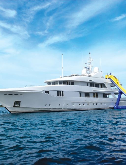 M/Y RHINO features an array of watertoys including a waterslide