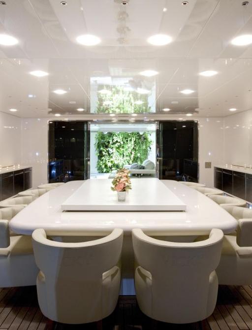 Exterior dining area onboard luxury superyacht charter Vicky