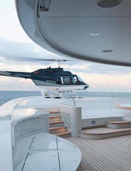 Helicopter landing pad on board superyacht