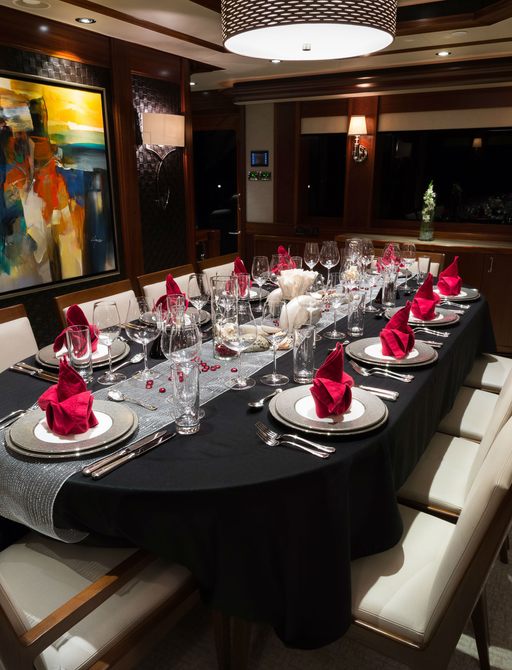 westport motor yacht 'W''s dining room