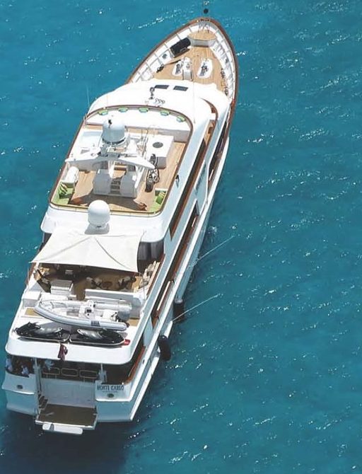 aerial head view of luxury yacht 'Monte Carlo'