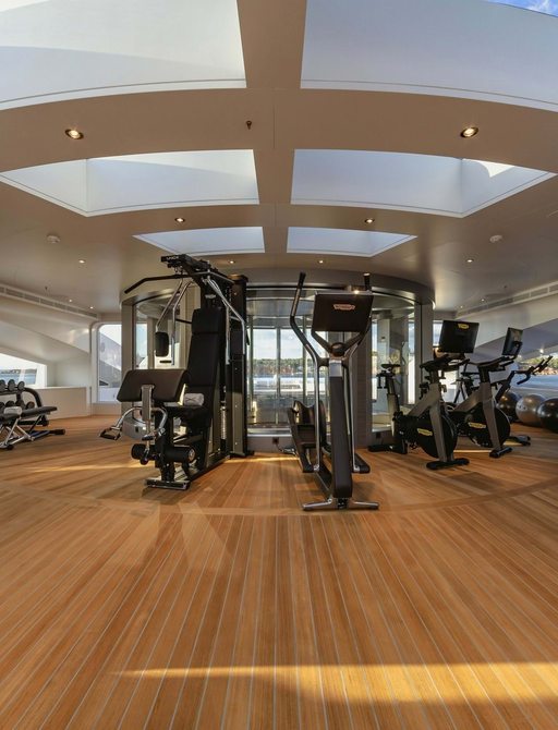 Gymnasium on board charter yacht PROJECT X