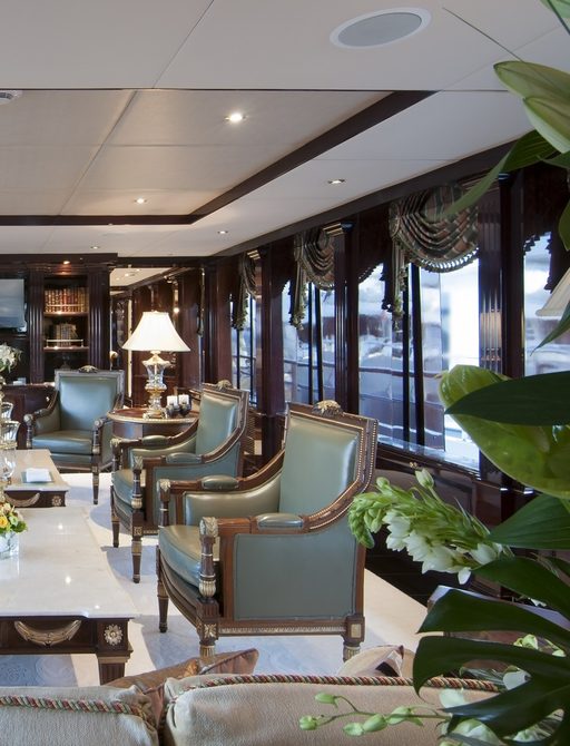beautiful main salon with classical European decor on board superyacht ‘Ionian Princess’