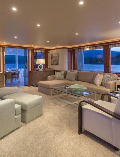 Luxurious relaxation areas on motor yacht DESPERADO