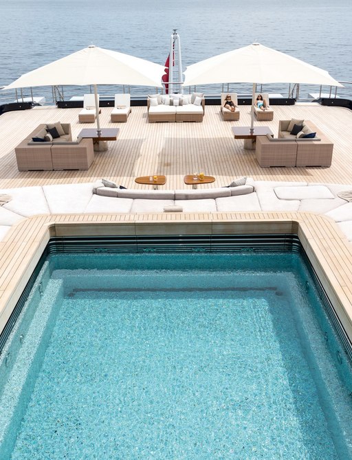 luxury yacht luna pool with sunloungers