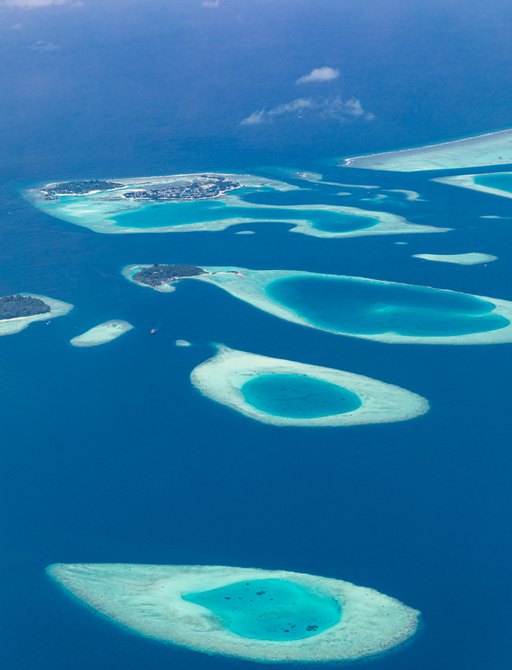 Aerial view over the Maldives