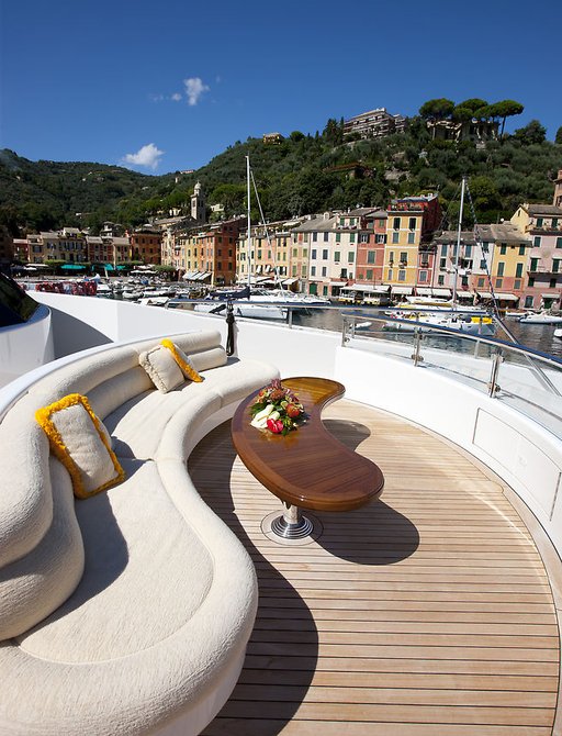 Loveseat and table on board superyacht GIGI