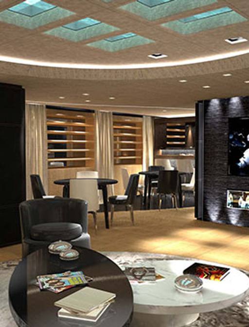 salon with television on Superyacht SUERTE