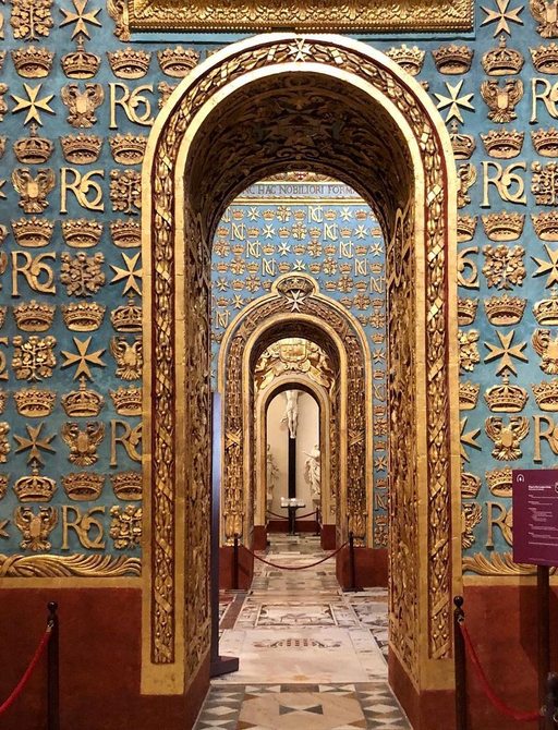Beautiful archways inside the St John's Co-Cathedral Malta