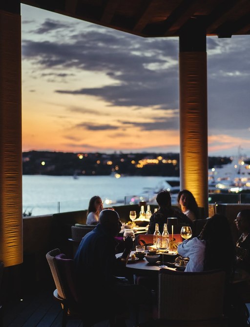 Overview of dining tables at Zuma Porto Cervo
