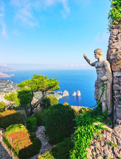 Statue in garden on island of Capri