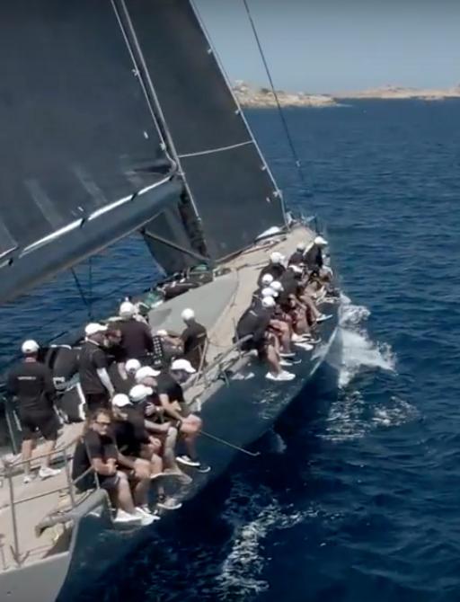 Sailors on board superyacht at Loro Piana regatta in Porto Cervo