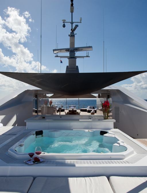 motor yacht IDOL's shaded Jacuzzi