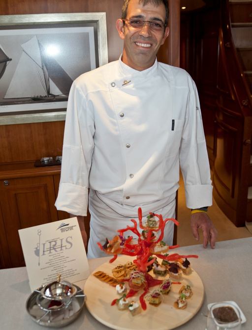 Chef Thanassis Roussos of the 22m/72’ luxury motor yacht IRIS 