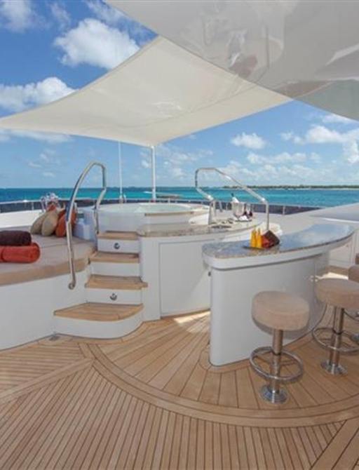 Charter yachts SKYFALL's luxurious sundeck Jacuzzi