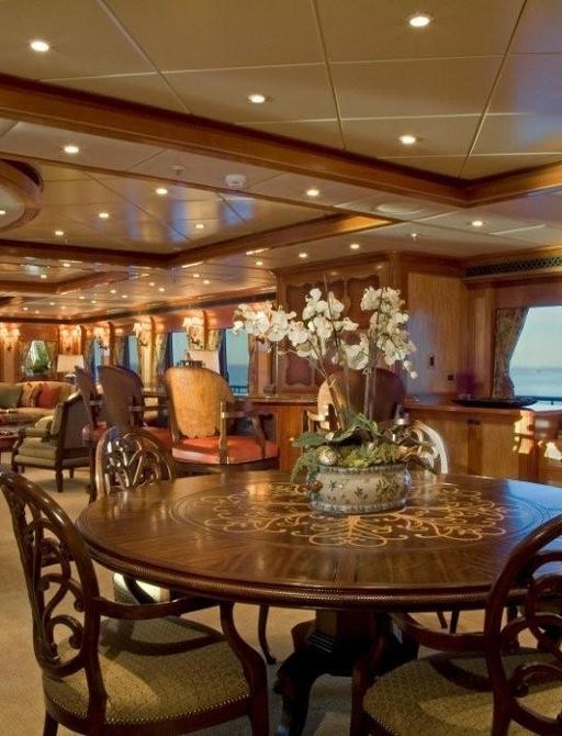 Luxurious dining room on board UNBRIDLED