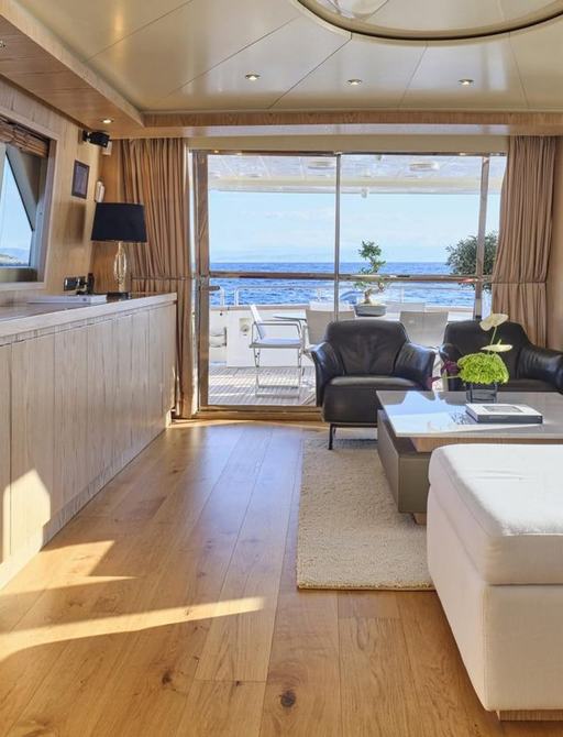 Charter yacht STAR LINK main salon with view of exteriors