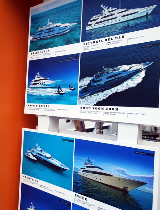 Photographed display of yachts at FLIBS 