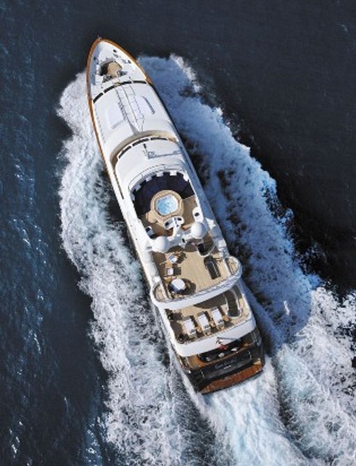 aerial view of Benetti luxury yacht SEABLUE’Z while cruising in the Mediterranean