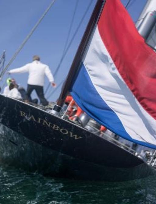 Crew of SY RAINBOW racing in regatta