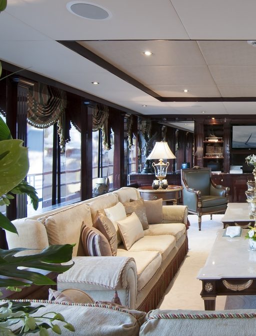 beautiful classical European main salon on board motor yacht ‘Ionian Princess’