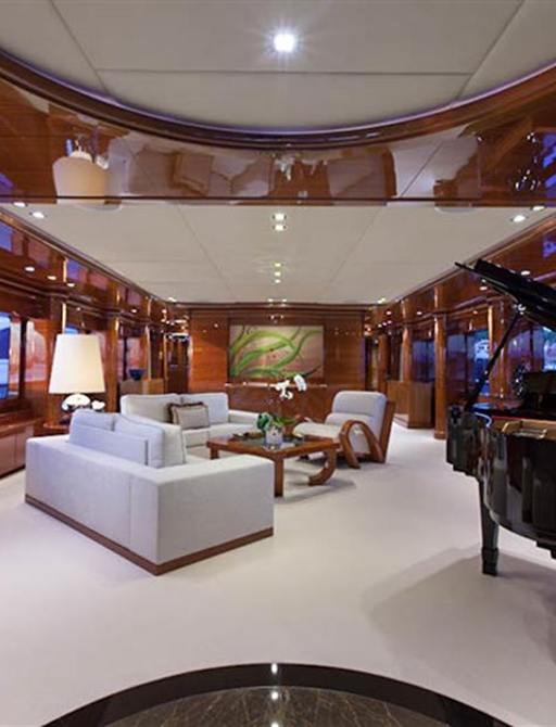 Luxury yacht Aspen Alternative main lounge with cream sofa
