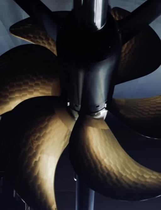 close up of bronze propeller