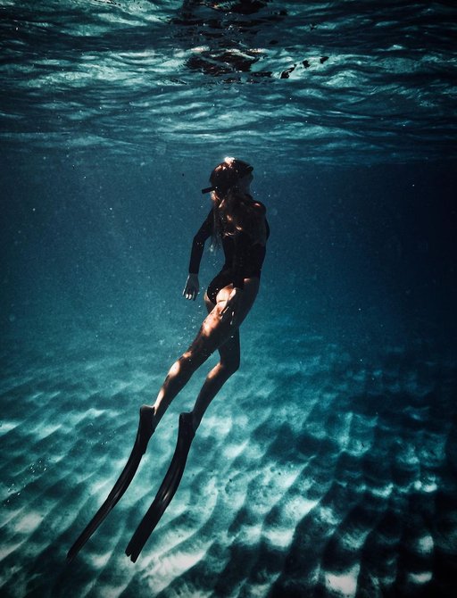 Underwater shot of a woman snorkelling 