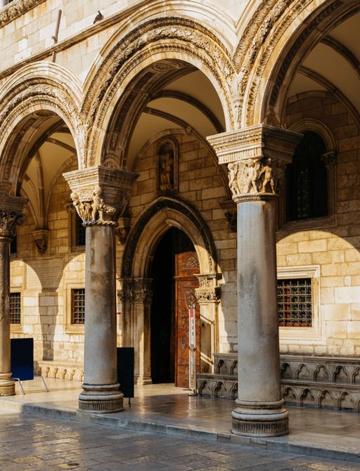 Columns outside Rector's Palace in Dubrovnik, Croatia