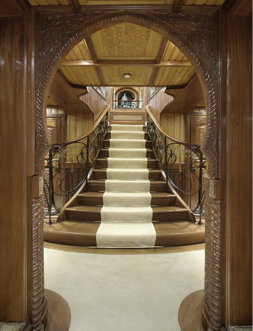 Louis Majorelle “Monnaie-du-Pape”-inspired banister on luxury yacht 'La Sultana's staircase