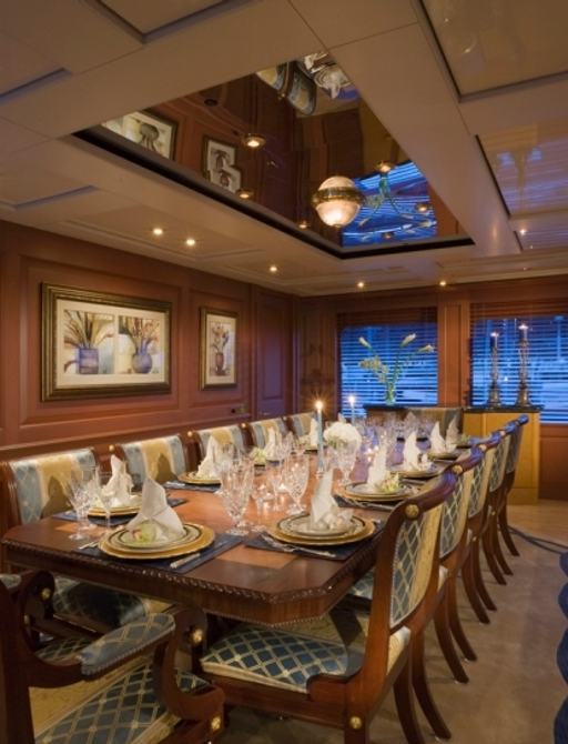 luxury motor yacht ATLANTICA dining area