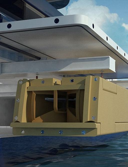 charter yacht's floating island would be stored in transom