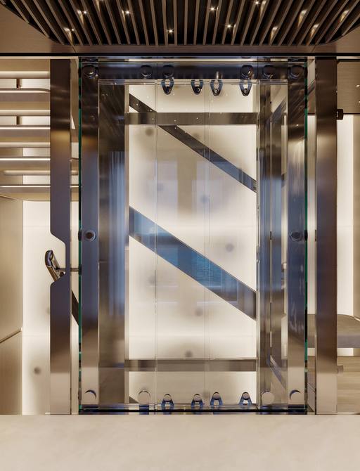 Charter yacht SILVER FOX rendering of interior elevator