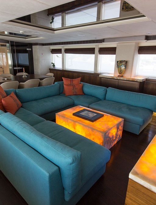 Charter yacht AlumerciA offers elegant areas for guests to relax in style