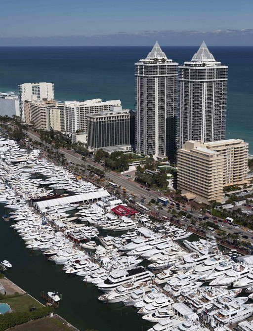 a collection luxury charter yachts on exhibition 