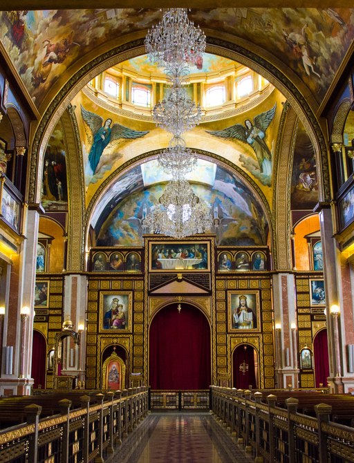 Ornate interiors of cathedral in Egypt
