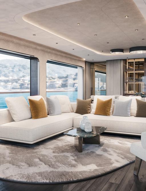 Charter yacht FOUR JOYS main salon rendering