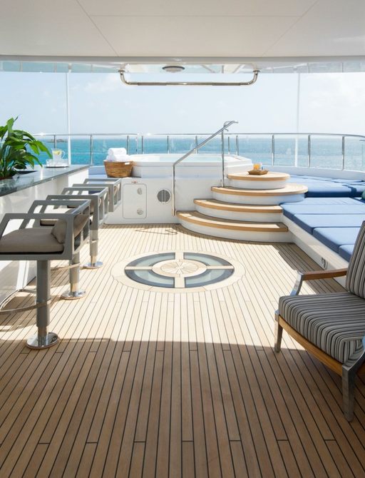 outdoor deck space onboard luxury superyacht charter