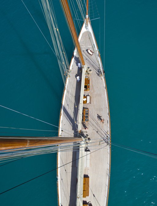 overhead shot of sailing yacht ELENA 