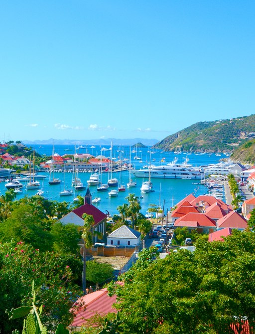 Raised view of St Barts and Gustavia Harbor