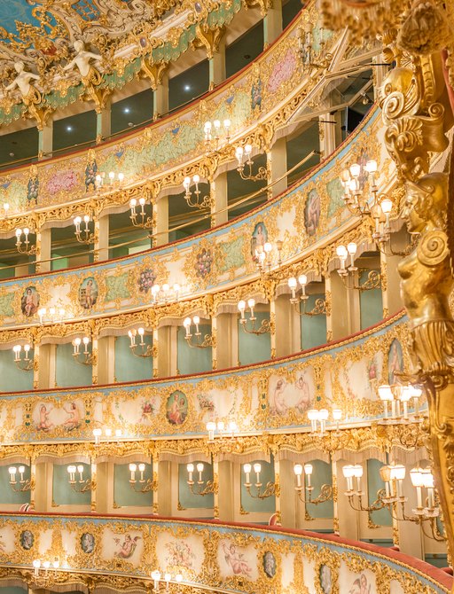 Stunning interior of La Teatro Fenice in Venice, Italy