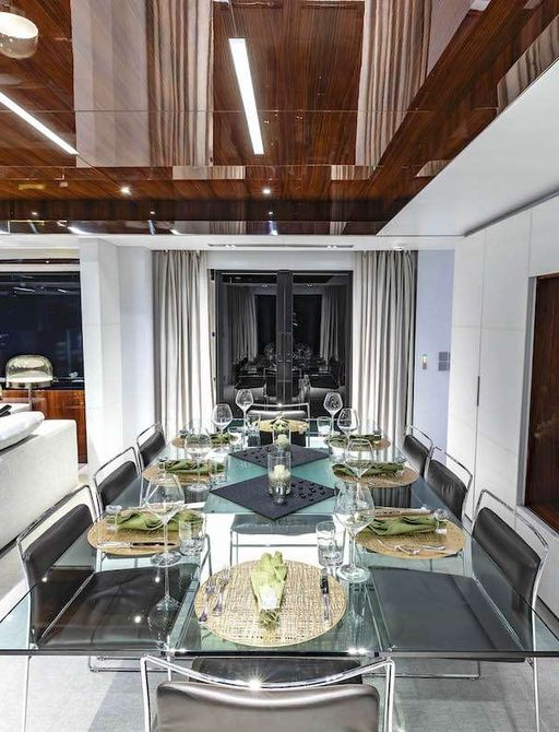 dining area onboard superyacht charter Tasty Waves