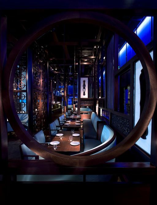 Hakkasan interiors and tables set for evening meal