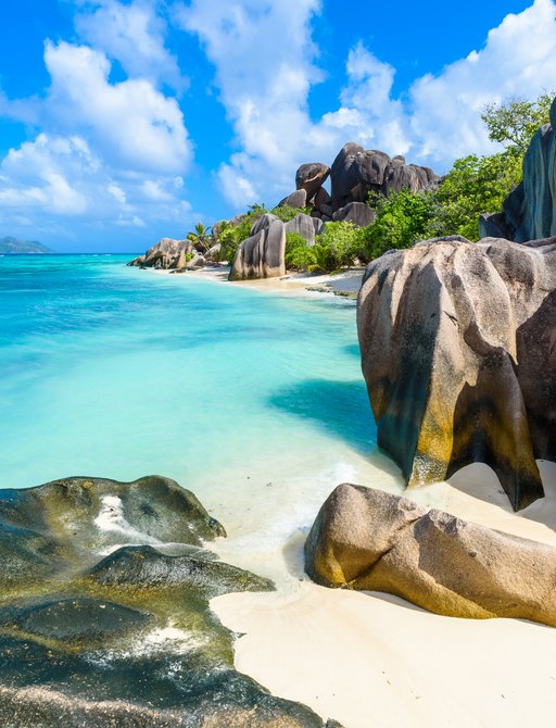 Celebrated Anse Lazio beach in the Seychelles, Indian Ocean